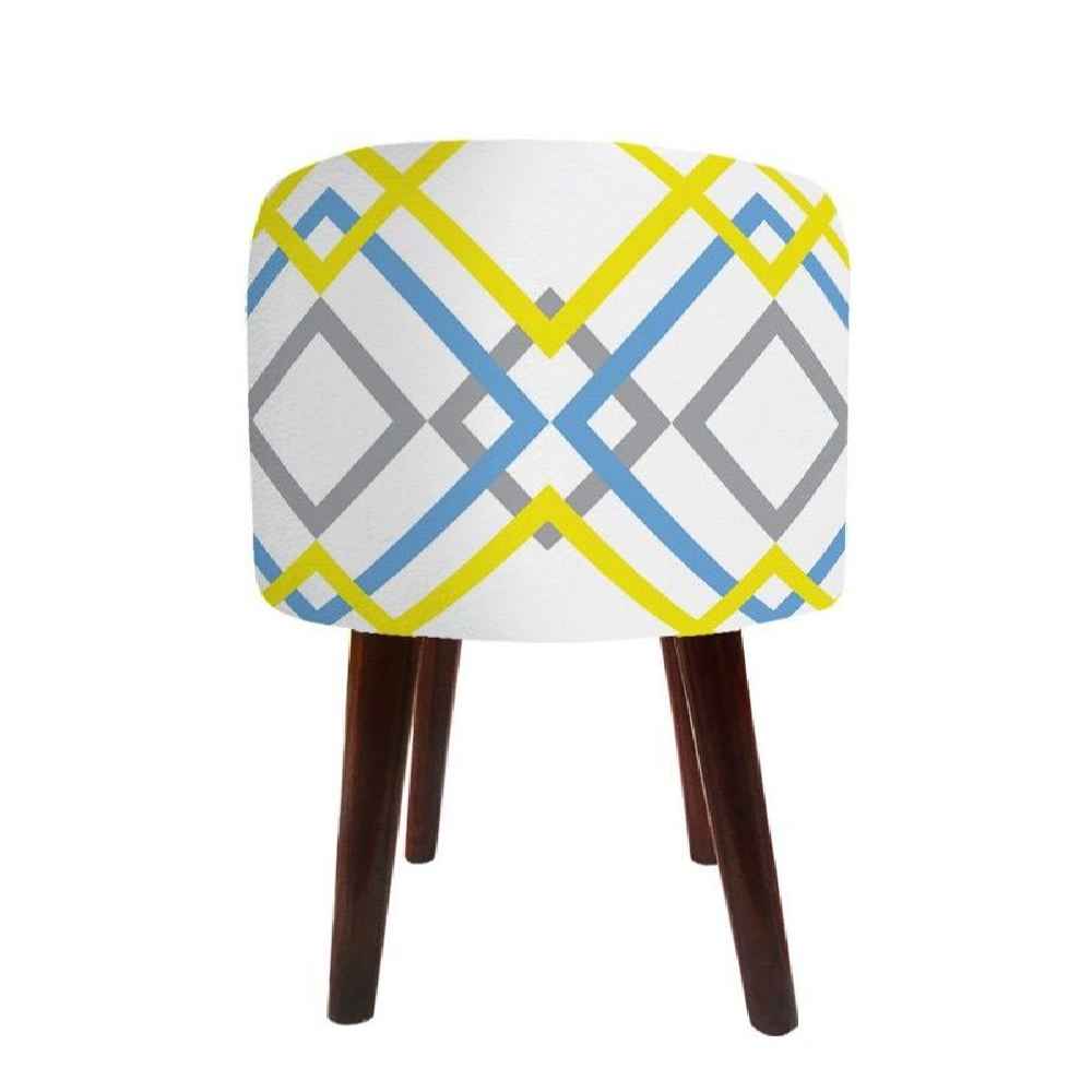 Luxurious Velvet Footstool with Wooden Legs Round Haleh