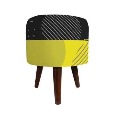 Luxurious Velvet Footstool with Wooden Legs Round Rahil