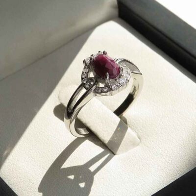 Red Ruby Silver Gemstone Engagement Ring for Women – Bliss Kiana Nastaran Model, Bohemian Design