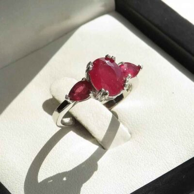 Red Ruby Silver Gemstone Engagement Ring for Women – Bliss Kiana Sina Model, Bohemian Design