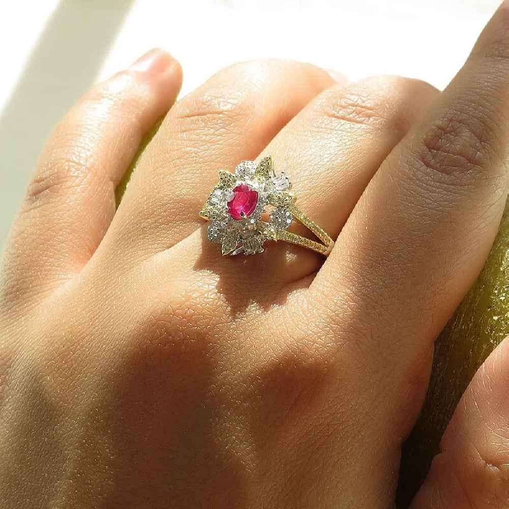 Red Ruby Engagement Silver Ring Bliss for Women Kiana Sorkhab