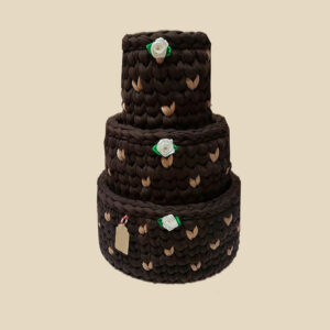 Set of 3 Crochet Storage Baskets Yarn Model Ghalbi