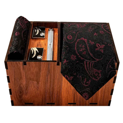 Men's Tie, Handkerchief & Cufflinks Neckwear Set - Luxurious Boteh