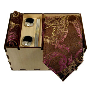 Men’s Tie, Handkerchief & Cufflinks Neckwear Set – Luxurious Mandana