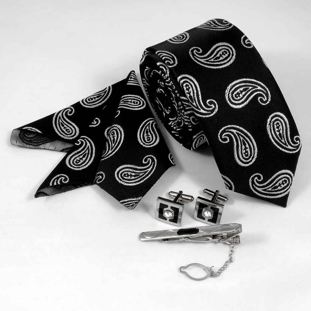 Men’s Tie, Handkerchief & Cufflinks Neckwear Set – Luxurious Sonati