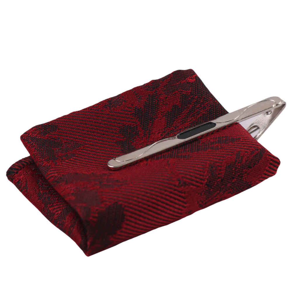Men’s Tie, Handkerchief & Cufflinks Neckwear Set – Luxurious Sorkh