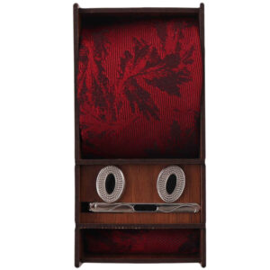 Men’s Tie, Handkerchief & Cufflinks Neckwear Set – Luxurious Sorkh