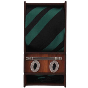 Men’s Tie, Handkerchief & Cufflinks Neckwear Set – Luxurious Striped