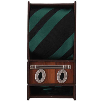 Men's Tie, Handkerchief & Cufflinks Neckwear Set - Luxurious Striped