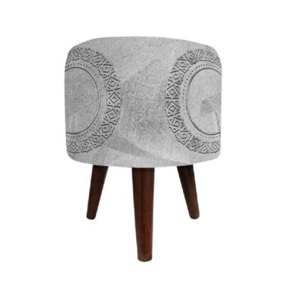 Luxurious Velvet Footstool with Wooden Legs Round Dorna