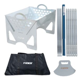 Set of Persian Mangal Portable Charcoal Grill – Stainless Steel & Skewers