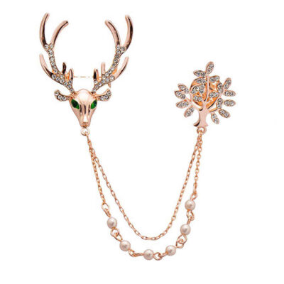 Deer Steel Dangle Brooch – Elegant Artisan Nature Design