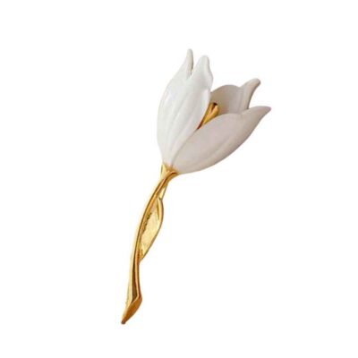 Laleh Flower Steel Enamel Brooch – Artisan Floral Design