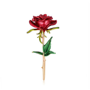 Flower Brooch Pin – Steel Rose Design