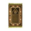 Islamic Prayer Rug Padded Blue Velvet Sajadah with Kaaba Design for Muslims