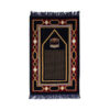 Islamic Prayer Rug Padded Blue Velvet Sajadah with Kaaba Design for Muslims