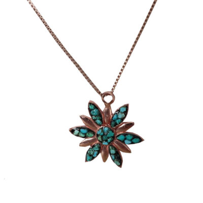 Handcrafted Copper Pendant Necklace with Turquoise - Setareh Design