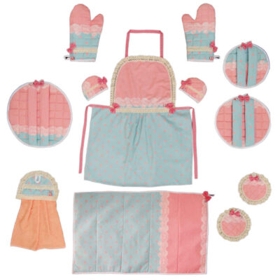 12 Piece Polka Dot Kitchen Apron Set Model Vania