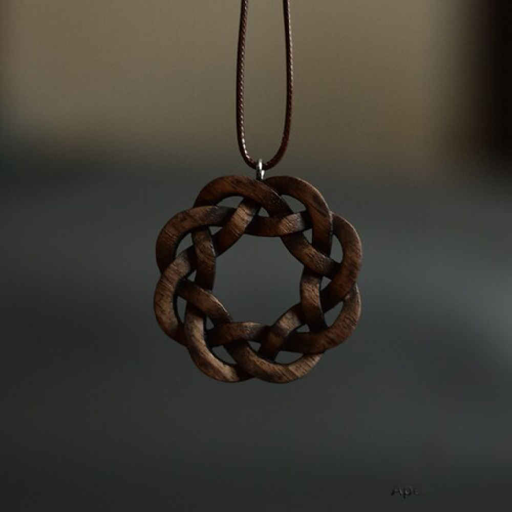 Hand-Carved Wooden Necklace – Marpich Spiral Design