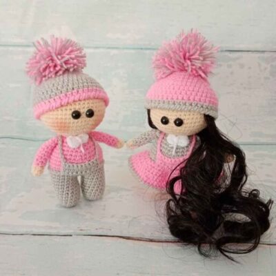 Amigurumi Handmade Crochet Stuffed Doll – Set of 2 Fantasy Dolls | Soft Plush Toy