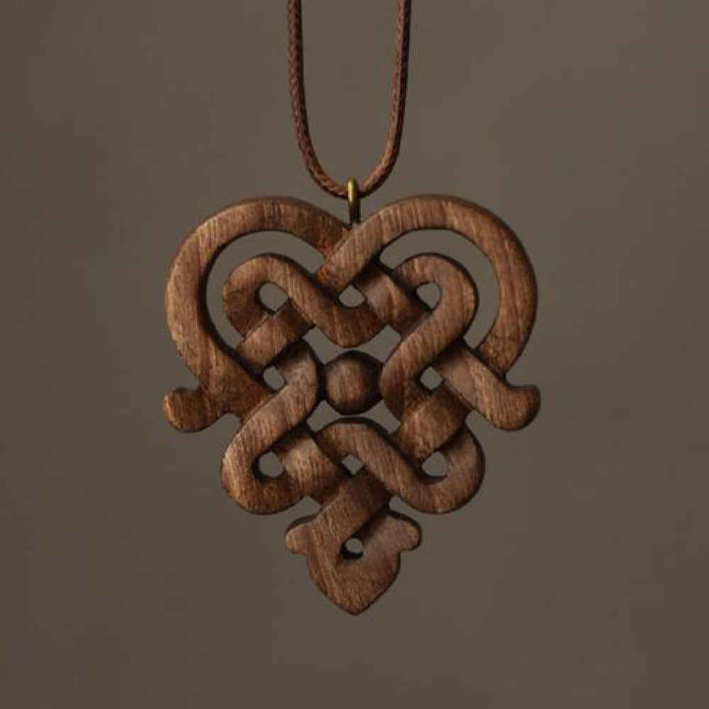 Hand-Carved Wooden Pendant – Bava Abstract Artisan Design