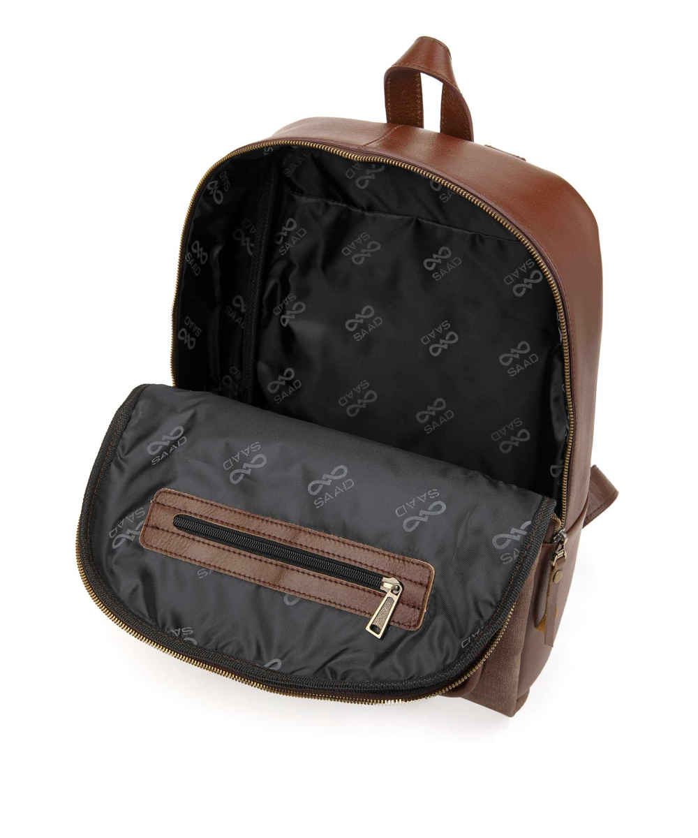 Brown Leather & Canvas Women’s Backpack – Model Nina
