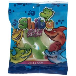 Halal Gummy Candy – Soft Jelly Gummies in Fighter Sharks Shape – Shiba (30-Pack)