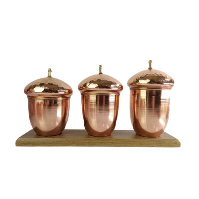 Handcrafted Hammered Copper Kitchen Canister Set for Spices & Dry Food Storage - 3-Piece