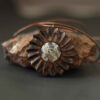 Carved Wood Pendant with Agate Gemstone Handcrafted Artistic Blossom
