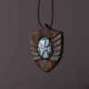 Carved Wood Pendant with Agate Gemstone Handcrafted Artistic Toranj