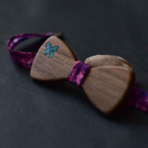 Handcrafted Wooden Bow Tie – Parvaneh Artistic Butterfly Design