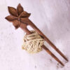 Large Handcrafted Wooden Hair Fork - Lotus Flower Series 02