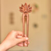 Large Handcrafted Wooden Hair Fork - Lotus Flower Bloom