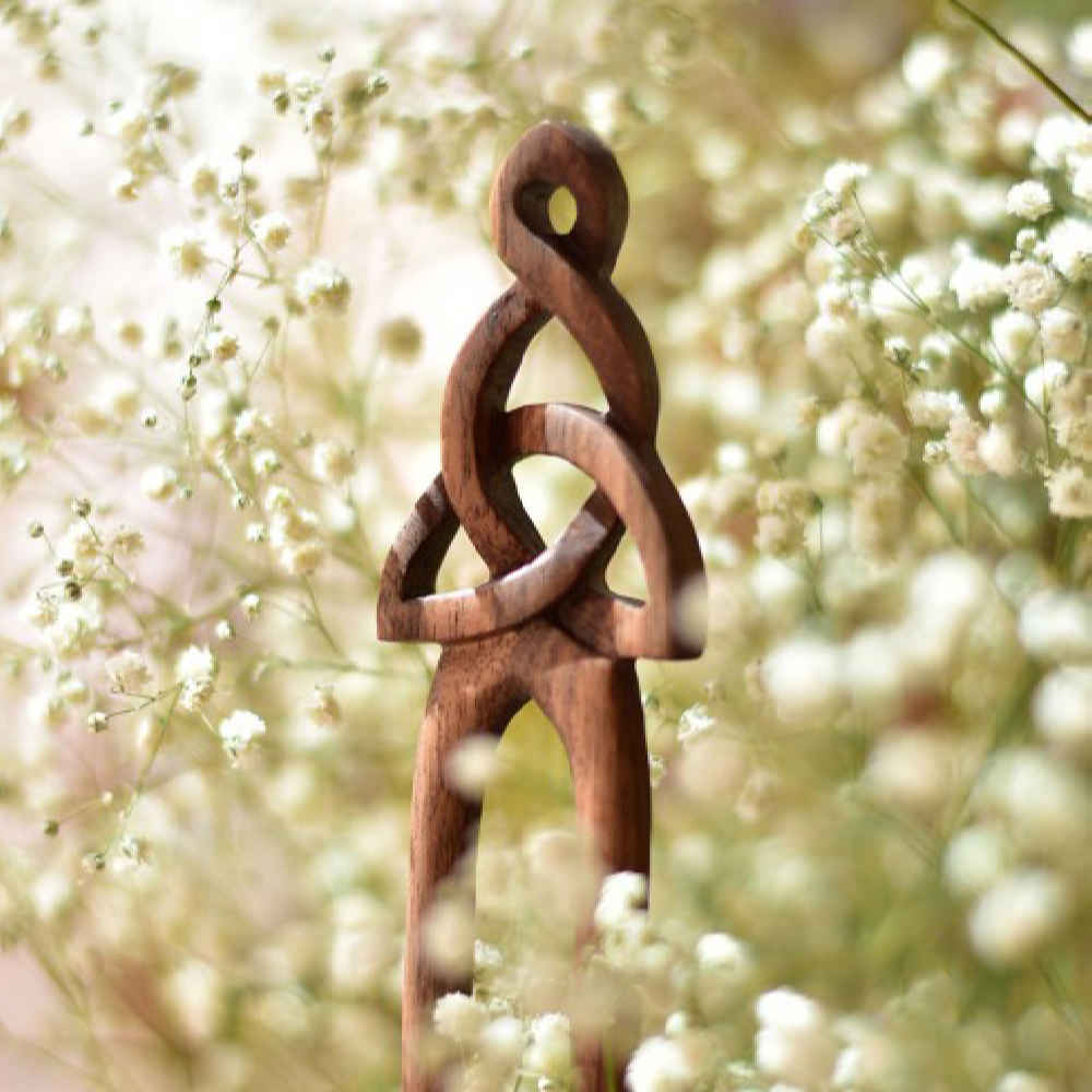 Large Handcrafted Wooden Hair Fork – Celtic Knot Design