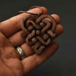 Hand-Carved Wooden Pendant – Bava Abstract Artisan Design