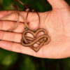 Hand-Carved Wooden Necklace - Heart Infinity Design