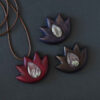 Hand-Carved Wooden Necklace - Lotus Floral Design