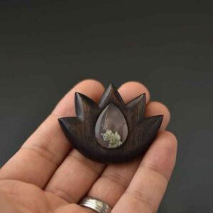 Hand-Carved Wooden Necklace – Lotus Floral Design