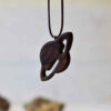 Hand-Carved Wooden Necklace - Saturn Planet Design