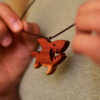 Hand-Carved Wooden Pendant - Shark Ocean Inspired Design