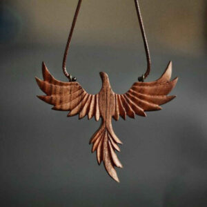 Hand-Carved Wooden Necklace – Phoenix Rebirth Design