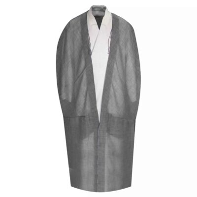 Men's Traditional Summer Bisht Cloak in Gray Merino Fabric with Arab Islamic Design