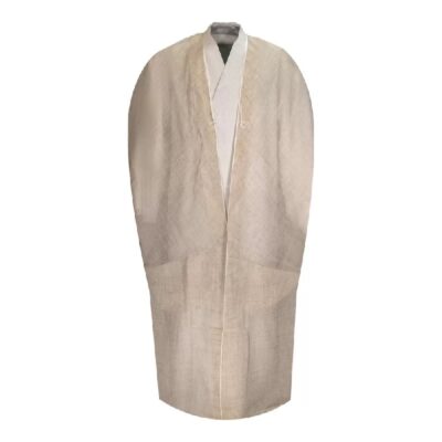 Men's Traditional Summer Bisht Cloak in Ivory Merino Fabric with Arab Islamic Style