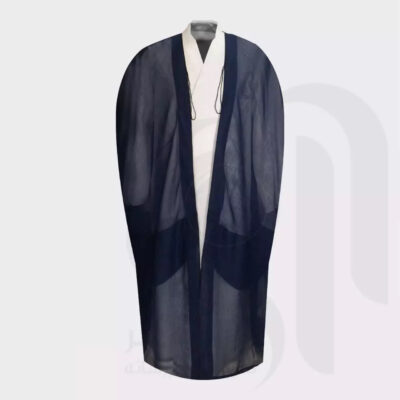 Men's Traditional Summer Bisht Cloak in Merino and Lace Fabric with Arab Islamic Design