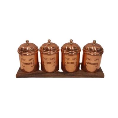 Handcrafted Copper Kitchen Canister Set for Spices & Dry Food Storage - Dara, 4-Piece
