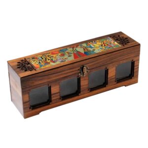Wooden Spice Rack with 4 Jars – Persian Inspired Dance
