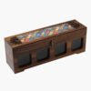 Wooden Spice Rack with 4 Jars - Persian Inspired Ramina