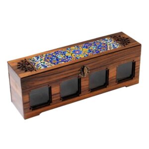 Wooden Spice Rack with 12 Jars – Persian Inspired Traditional