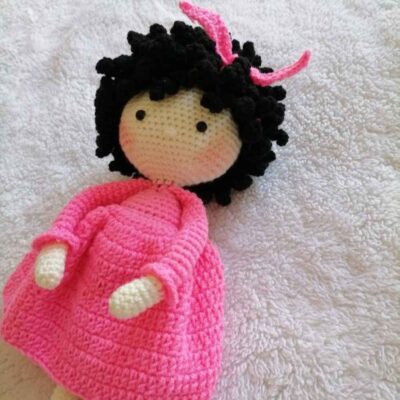 Amigurumi Handmade Crochet Stuffed Doll – Curly Girl | Soft Plush Toy