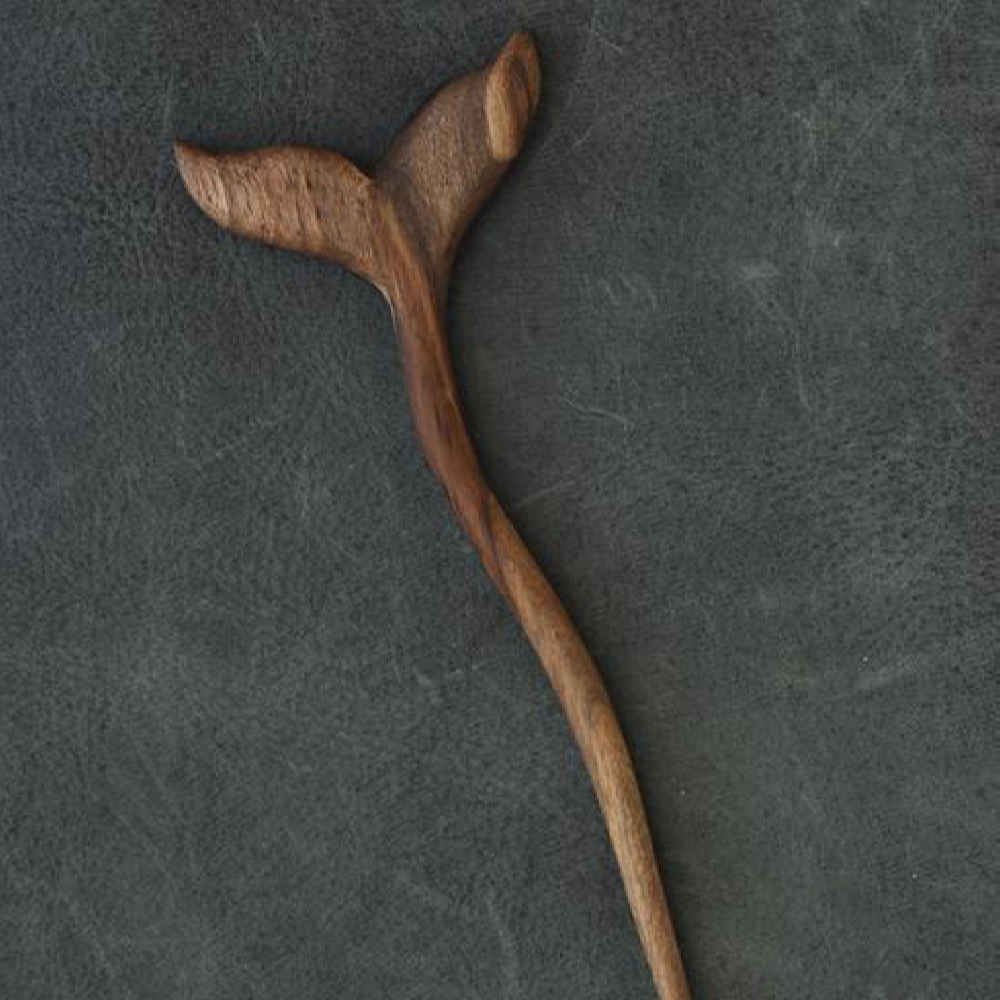 Wooden Hair Stick Handcrafted Matter Whale Design Large Size